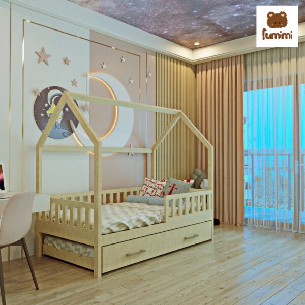 Giường ngủ trẻ em có ngăn kéo hình ngôi nhà