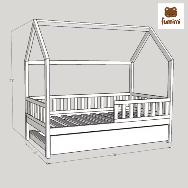 Giường ngủ trẻ em có ngăn kéo hình ngôi nhà